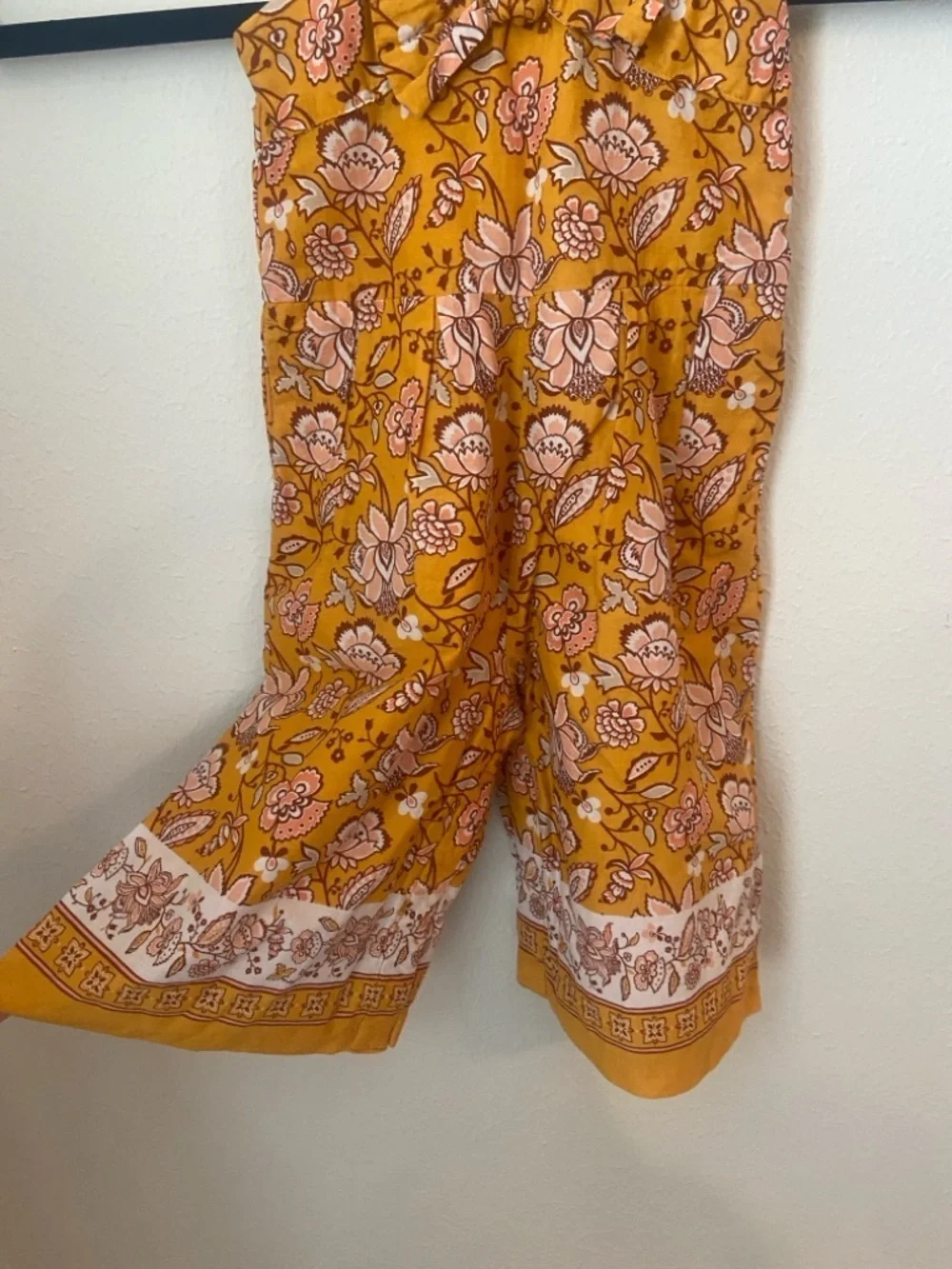Janie and Jack Mustard Floral Romper 12-18 Months Boho Wide Leg Jumpsuit